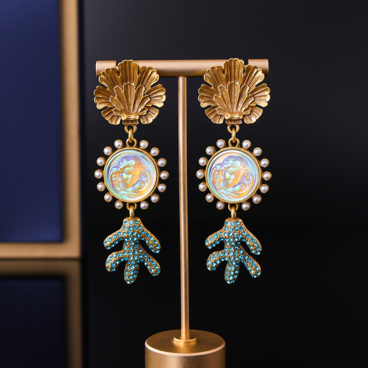 Sleeping Angel Stud Earrings Resin Jeweled Earrings