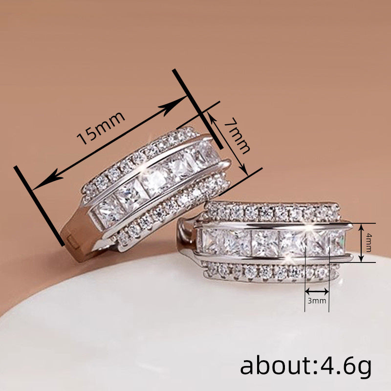 Square Inlaid Zircon Jewelry Earrings