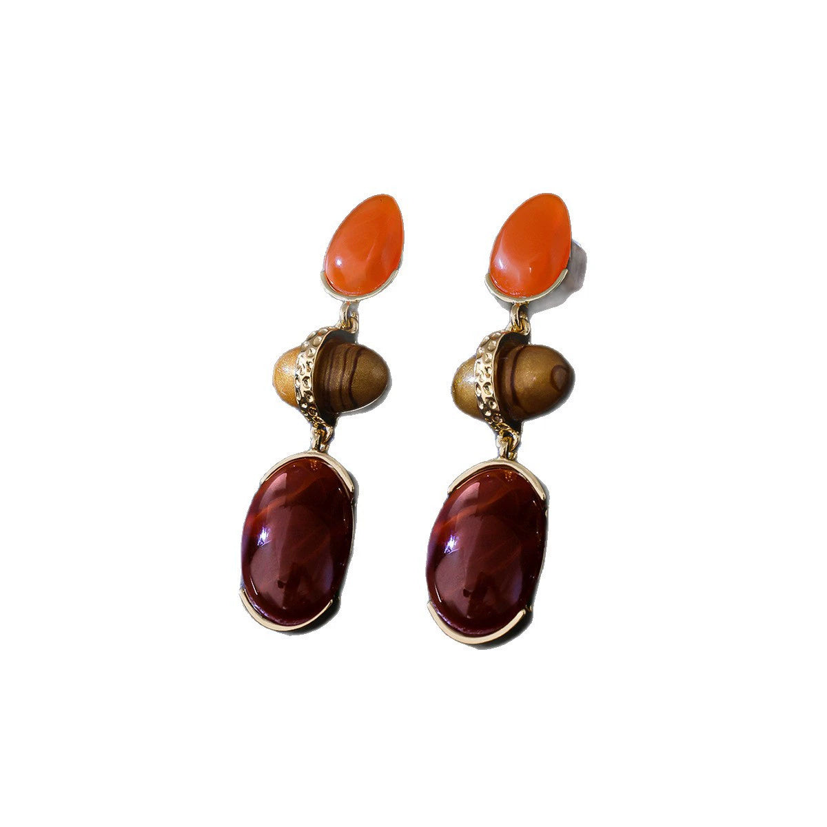 Colorful Geometric Ear Studs Retro Court Light Luxury Distressed Earrings