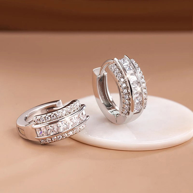 Square Inlaid Zircon Jewelry Earrings