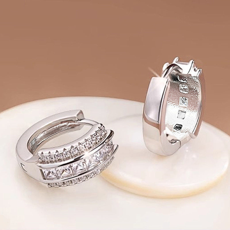 Square Inlaid Zircon Jewelry Earrings