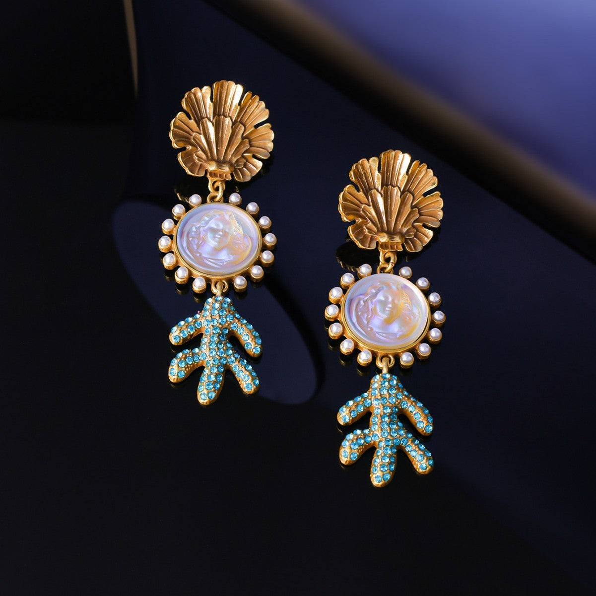 Sleeping Angel Stud Earrings Resin Jeweled Earrings