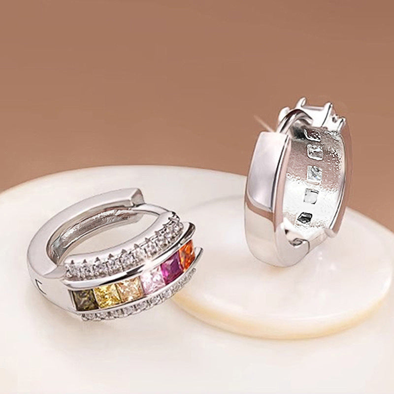 Square Inlaid Zircon Jewelry Earrings