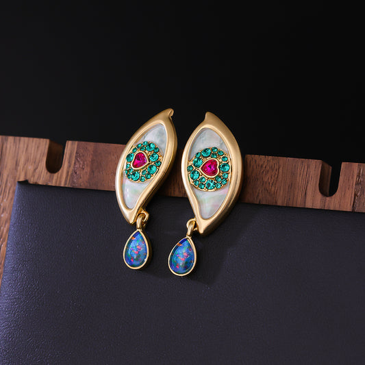 Vintage Court Light Luxury Vintage Earrings Enamel Painted Earrings
