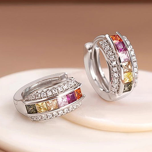 Square Inlaid Zircon Jewelry Earrings