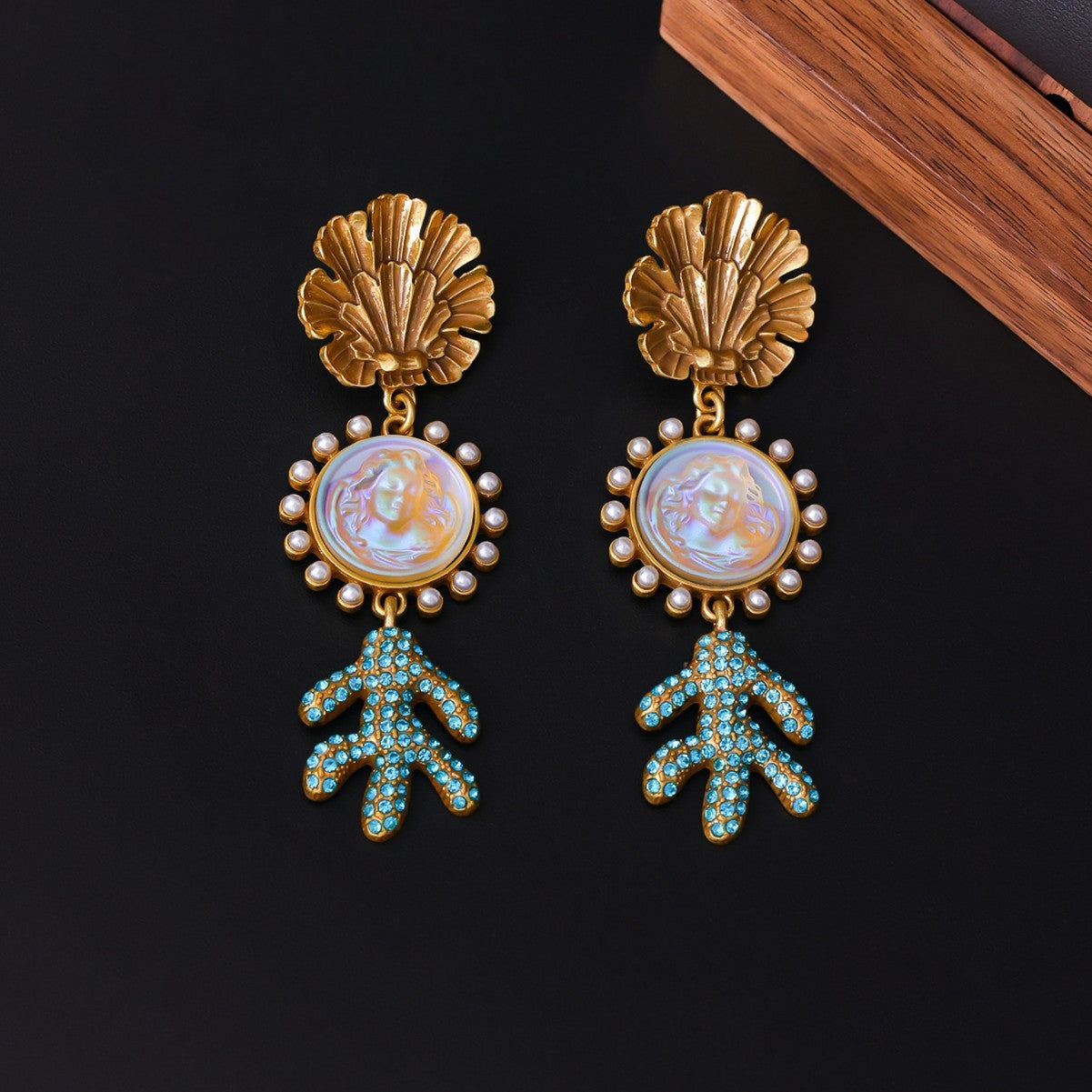 Sleeping Angel Stud Earrings Resin Jeweled Earrings