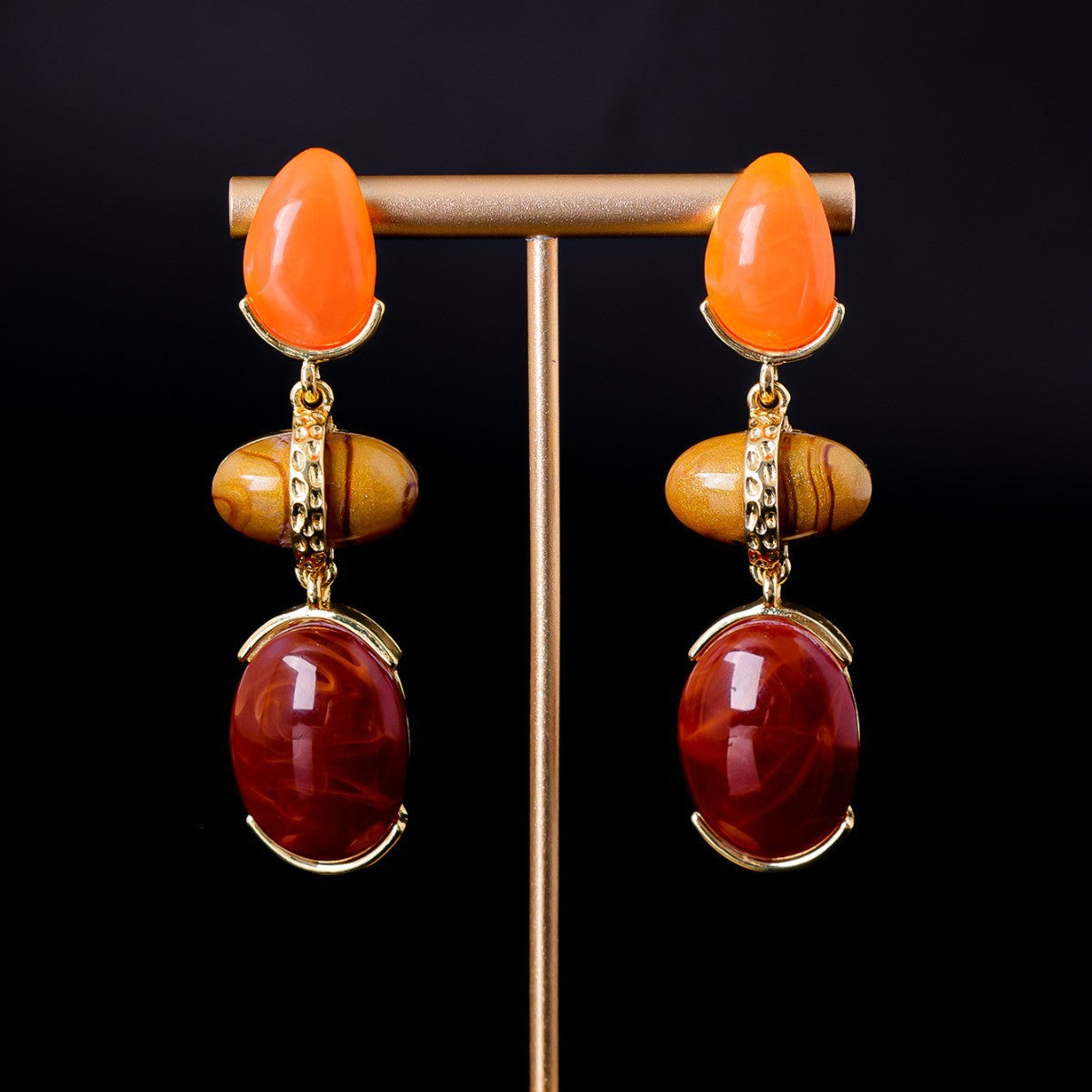 Colorful Geometric Ear Studs Retro Court Light Luxury Distressed Earrings