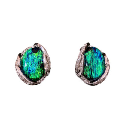 Silver Stud Rhinestone-encrusted Resin Earrings Fashion Temperament Entry Lux High Sense Ornament