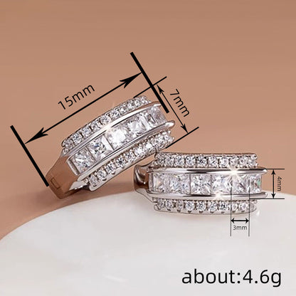 Square Inlaid Zircon Jewelry Earrings