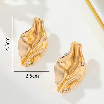 Metal Irregular Twisted Stud Earrings Simple Style