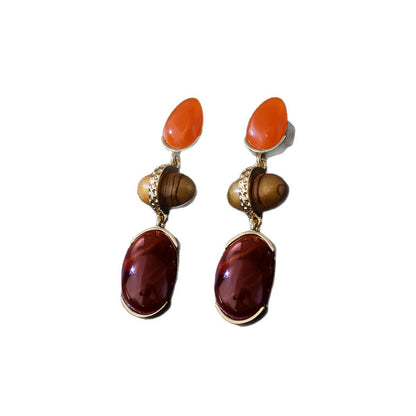Colorful Geometric Ear Studs Retro Court Light Luxury Distressed Earrings