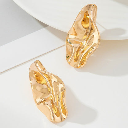 Metal Irregular Twisted Stud Earrings Simple Style