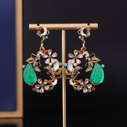 Light Luxury Distressed Earrings Artistic Advanced Diamond-embedded Resin Earrings