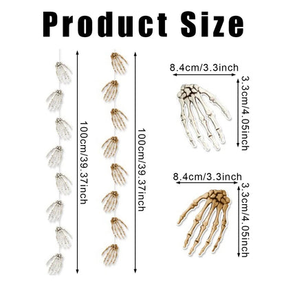 6Pcs Halloween Hand Skeleton Garland Horrible Party Paper Banner Haunted House Hanging Decoration Halloween Party Scary Props For Door Wall Window Ceiling Decor