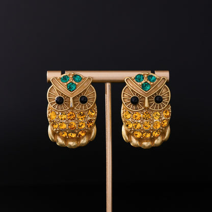 Owl Earrings Three-dimensional Earrings Heavy Industry Enamel Animal Earrings