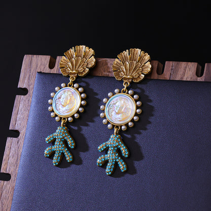 Sleeping Angel Stud Earrings Resin Jeweled Earrings