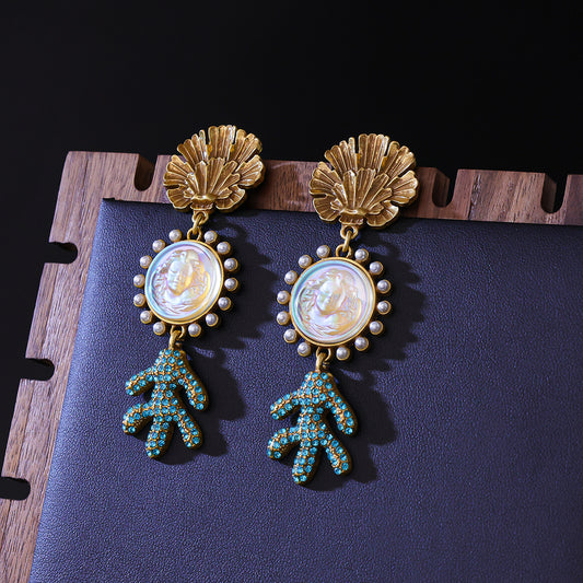 Sleeping Angel Stud Earrings Resin Jeweled Earrings
