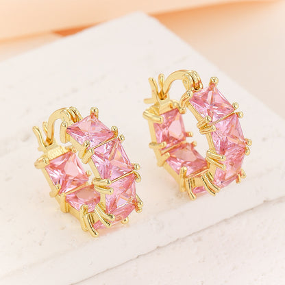 Fashionable All-match Black Crystal Zirconium Ear Ring