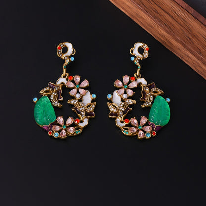 Light Luxury Distressed Earrings Artistic Advanced Diamond-embedded Resin Earrings